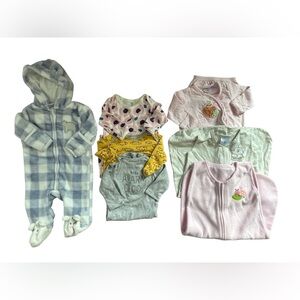 Lot 7 Infant Girls Sleep Sack Swaddle Pjs 0-3/0-6 Months/One Size Varies Brands